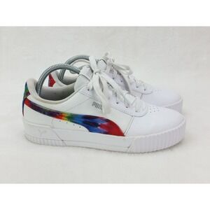 Women's Puma Carina Tie Dye Soft Foam White Athletic Shoes Sneakers Size 7.5